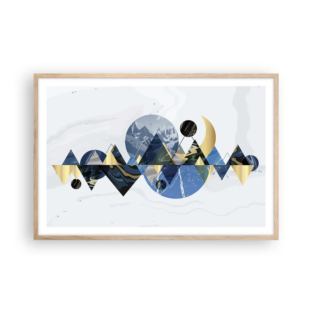 Plakát v rámu světlý dub - Geometrická krajina - 91x61 cm
