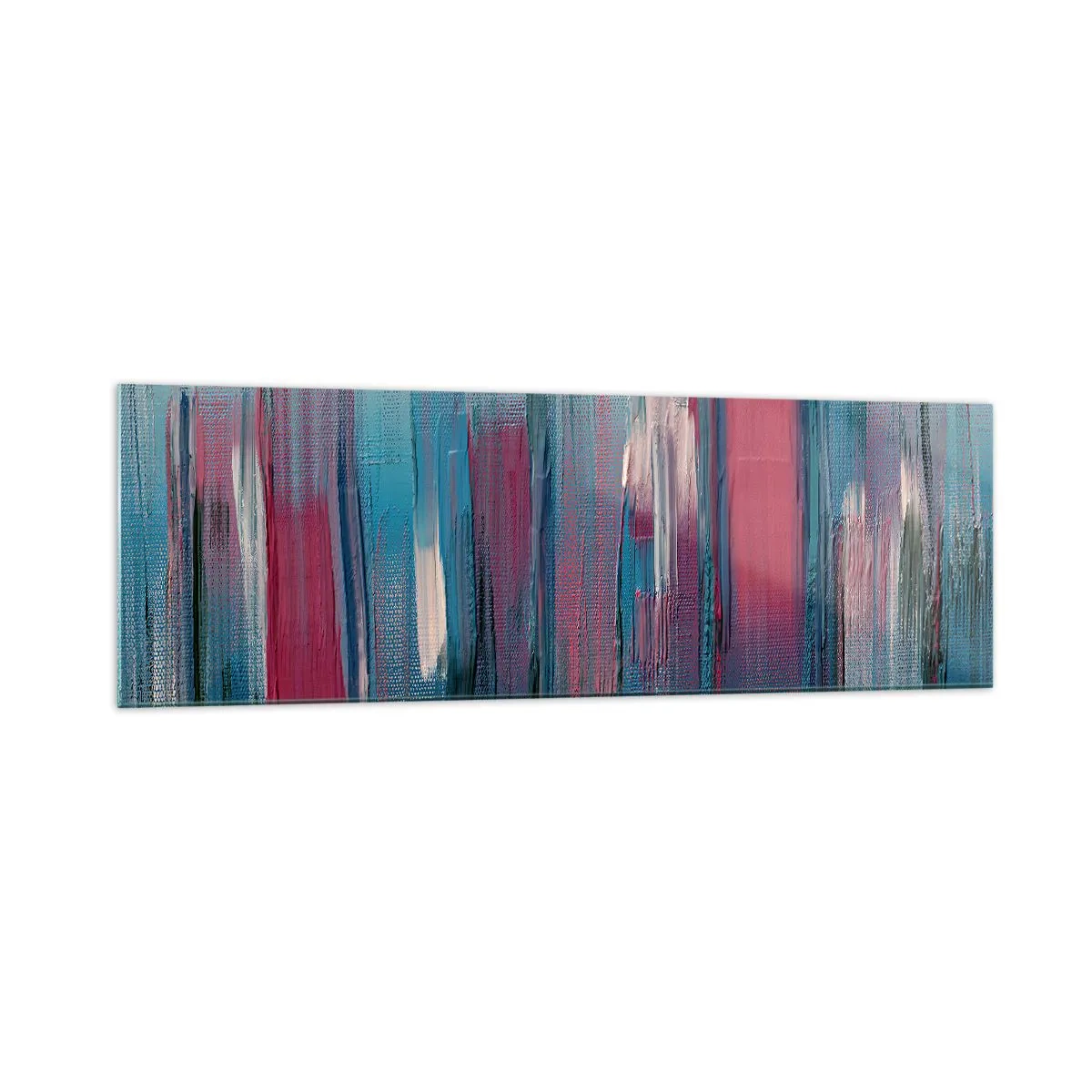 Obraz na skle - Vertikální kompozice v modré a červené - 160x50 cm
