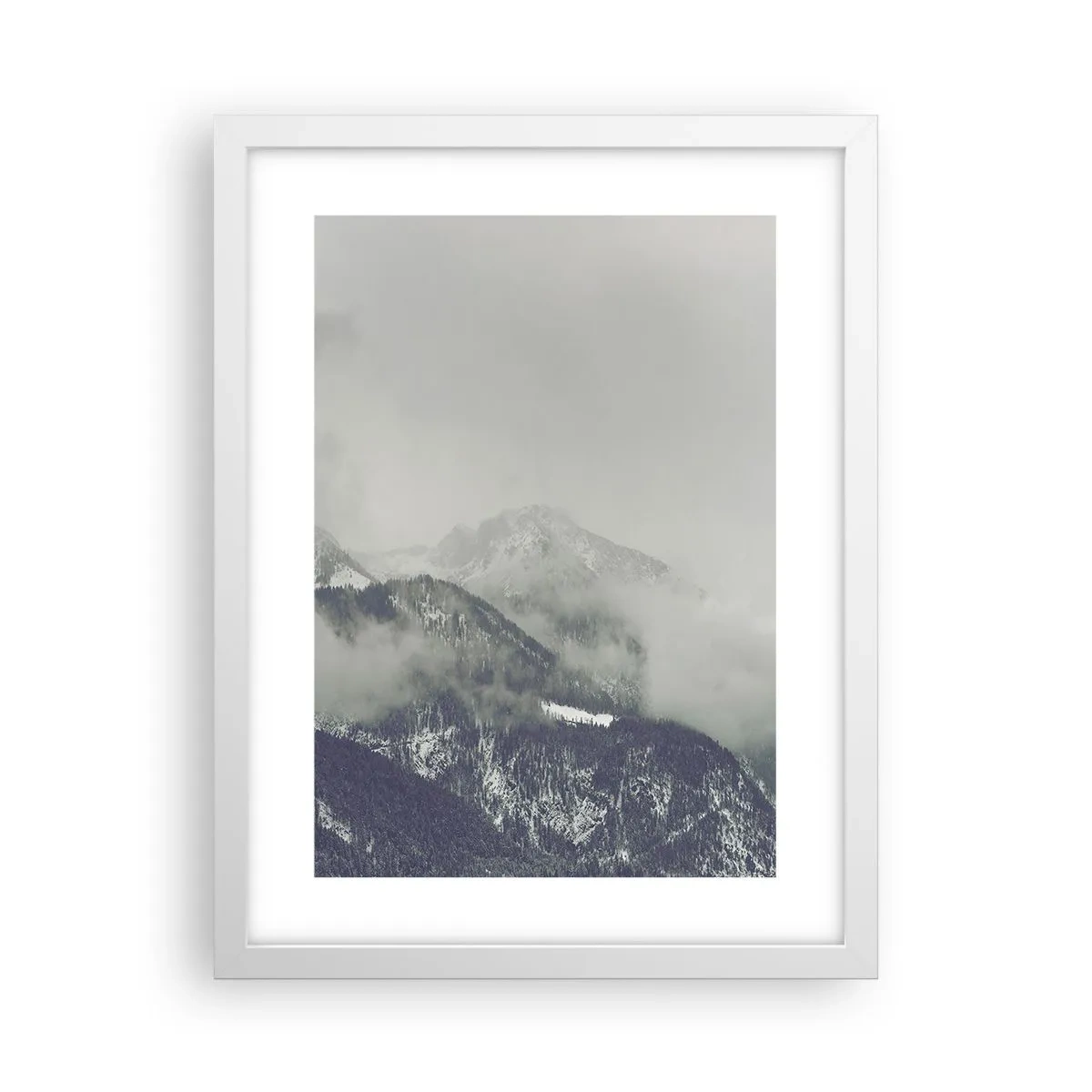 Plakát v bílém rámu - Mlžné údolí - 30x40 cm