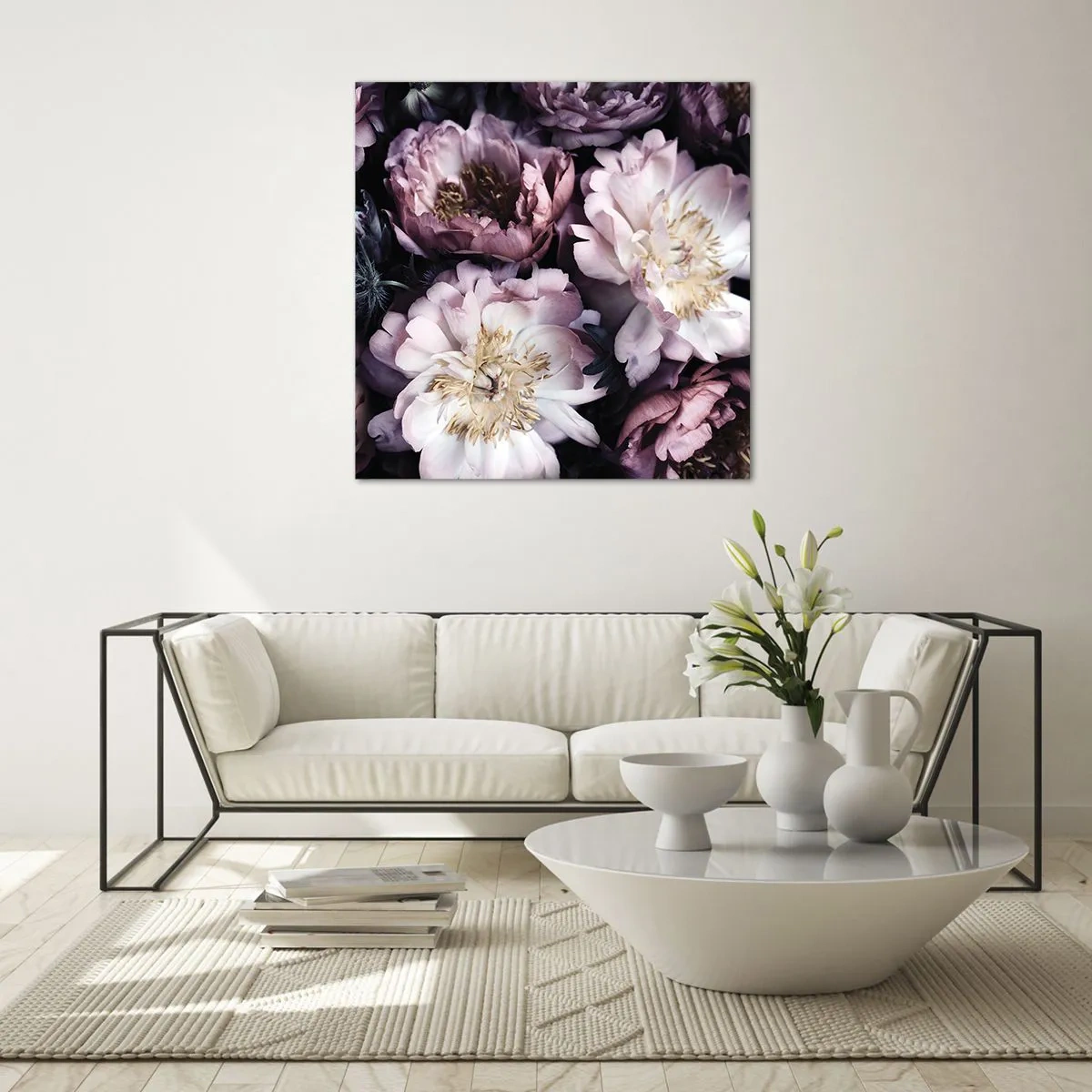 Obraz na skle - Kytice ve starém stylu - 70x70 cm