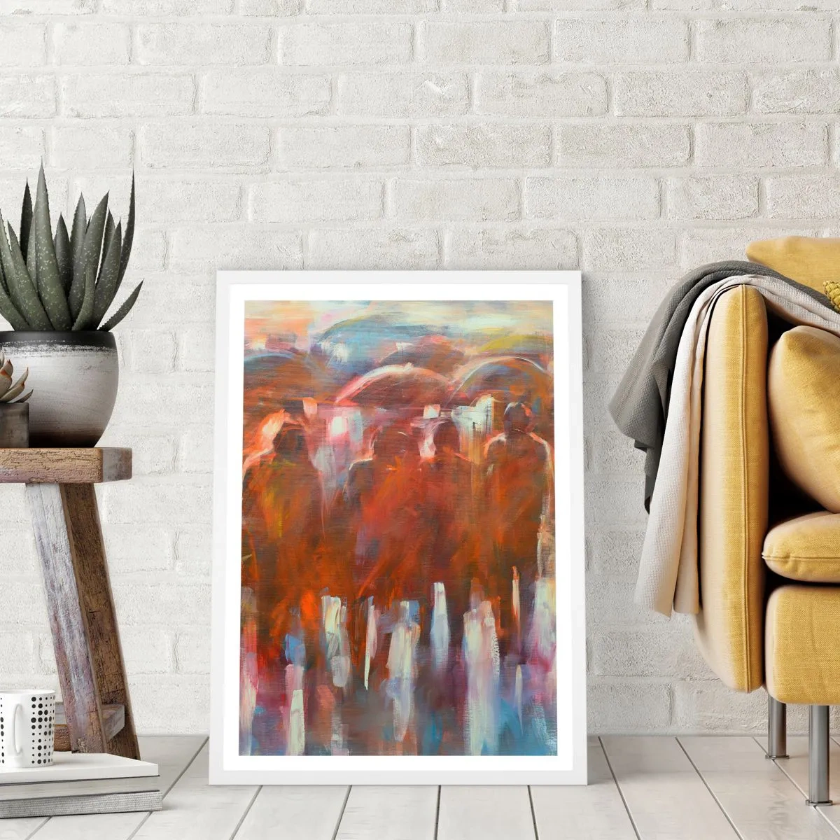 Plakát v bílém rámu - Rovnocenní v dešti a mlze - 40x50 cm