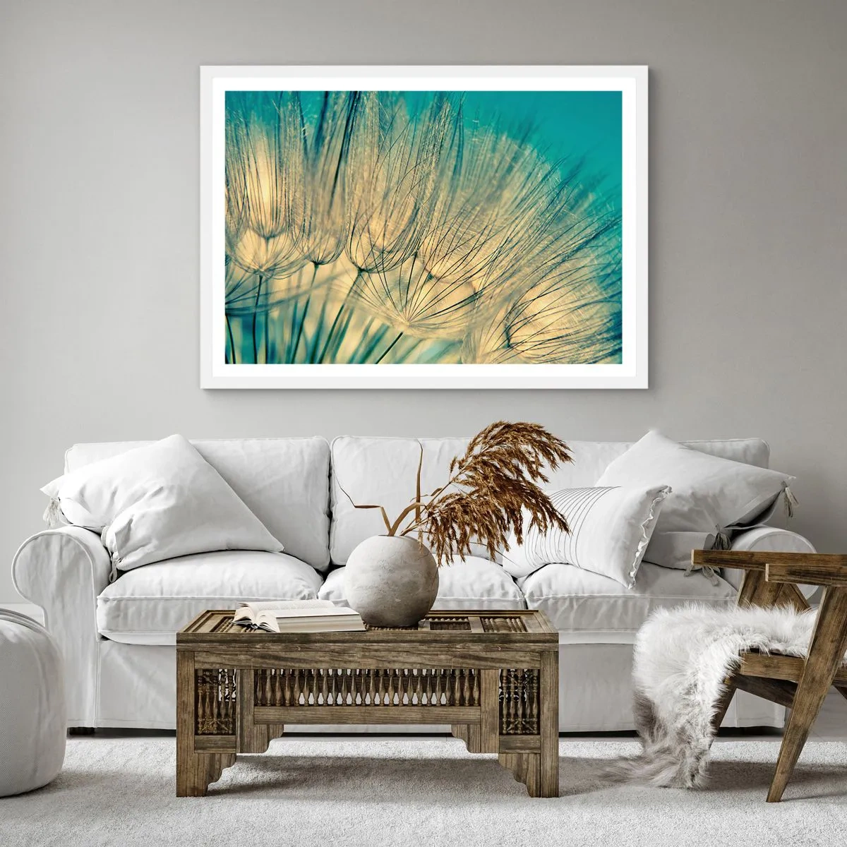 Plakát v bílém rámu - Čekání na vítr - 60x60 cm