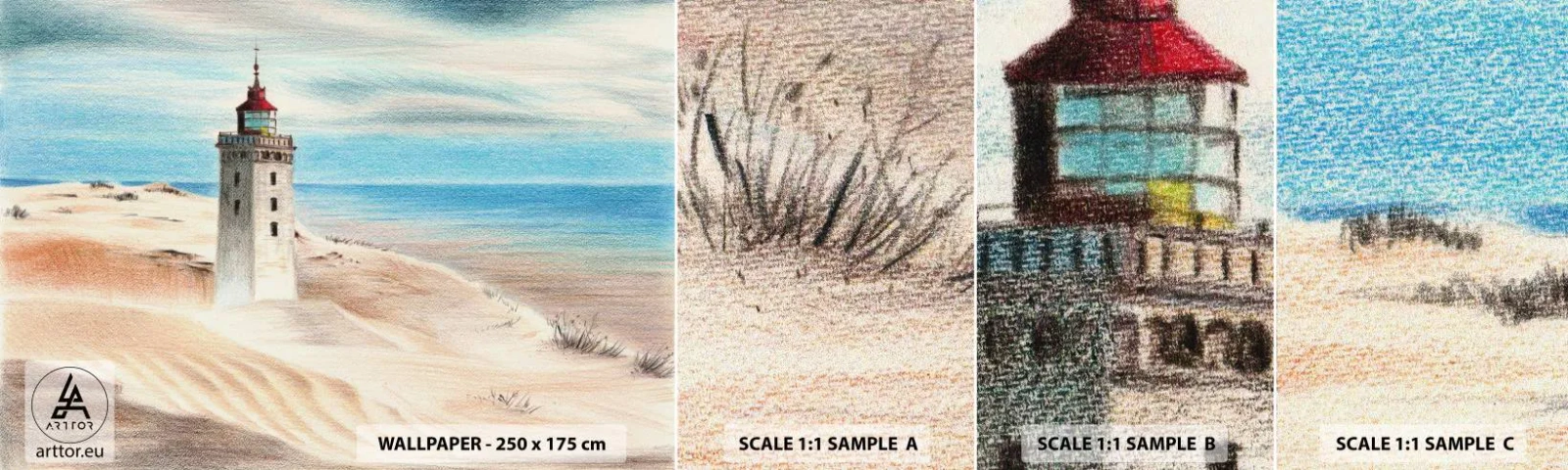 Vzor Fototapety Samolepicí Deluxe Sticker - Vždy hledí na moře - Maják, Pláž, Moře - 100x30 cm