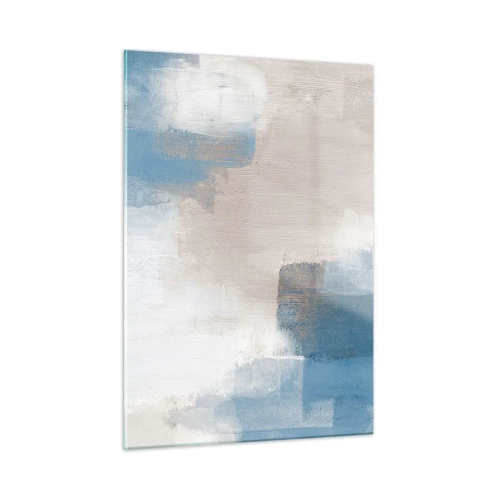 Obraz na skle - Růžová abstrakce za modrým závojem - 50x70 cm