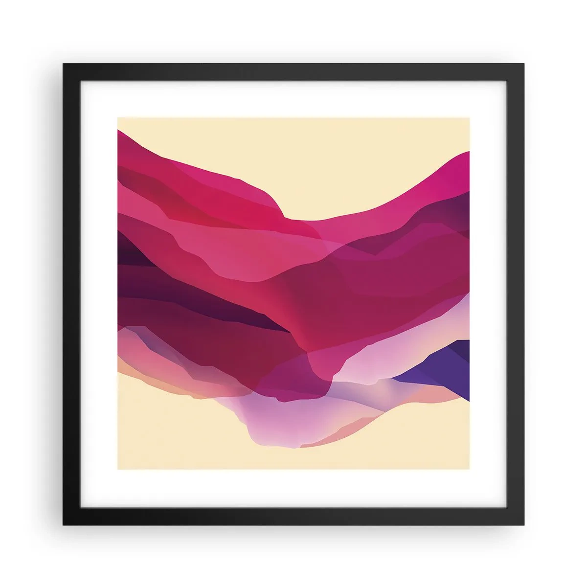 Plakát v černém rámu - Vlny fialové - 40x40 cm