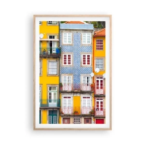 Plakát v rámu světlý dub - Barvy starého města - 61x91 cm