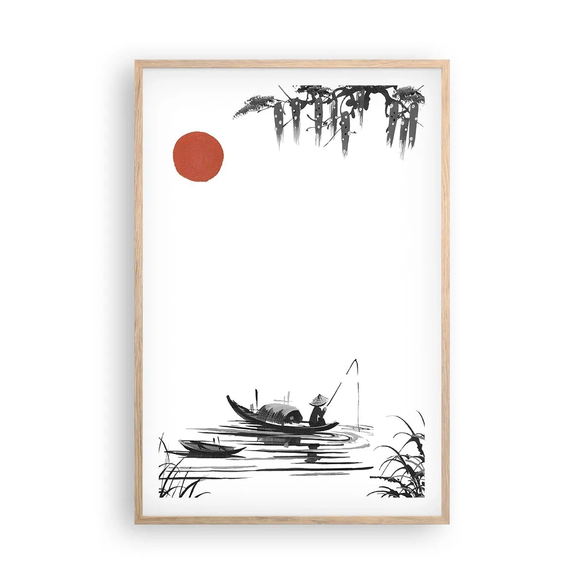 Plakát v rámu světlý dub - Asijské odpoledne - 61x91 cm