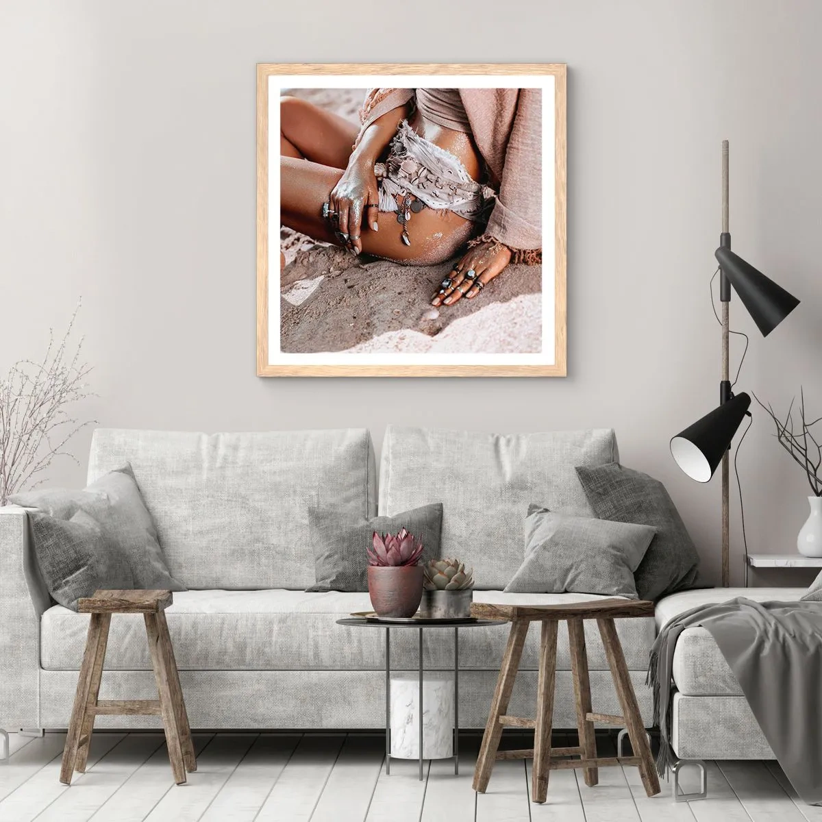 Plakát v rámu světlý dub - Vyplavena na břeh? - 30x30 cm
