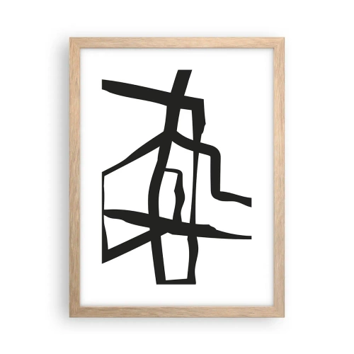 Plakát v rámu světlý dub - Černobílá konstrukce - 30x40 cm