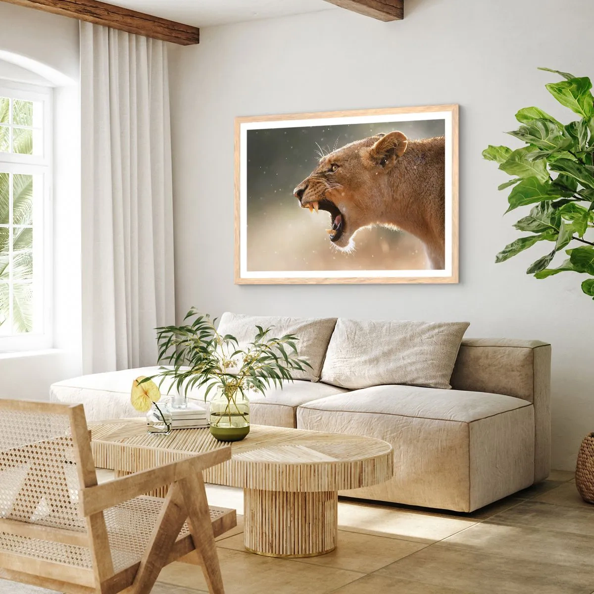 Plakát v rámu světlý dub - Snaž se neposlouchat - 100x70 cm