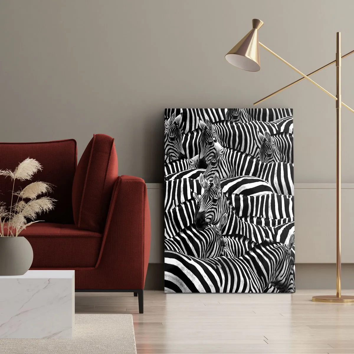 Obraz na plátně - Skupinový portrét s pruhy - 45x80 cm