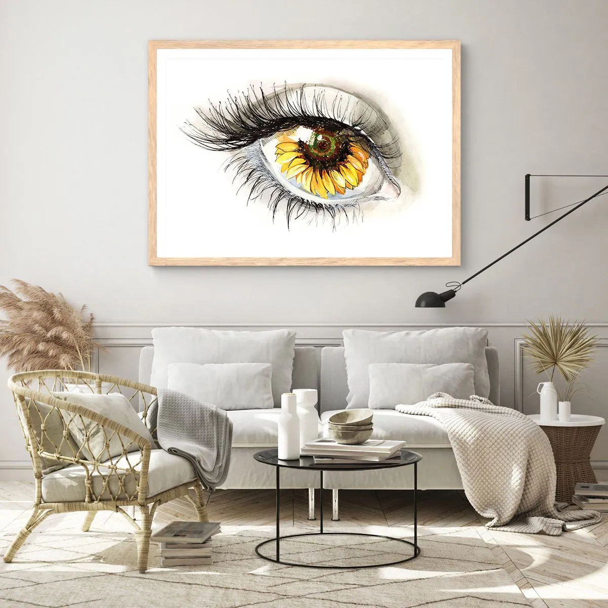 Plakát v rámu světlý dub - Pohled žhavý jako léto - 100x70 cm