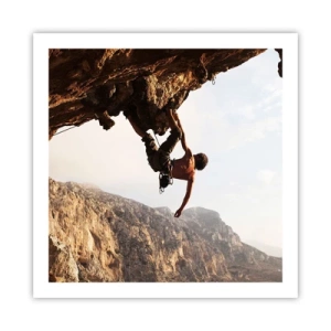 Plakát - Svět smrsknutý v ruce na sesuvu balvanu - 60x60 cm