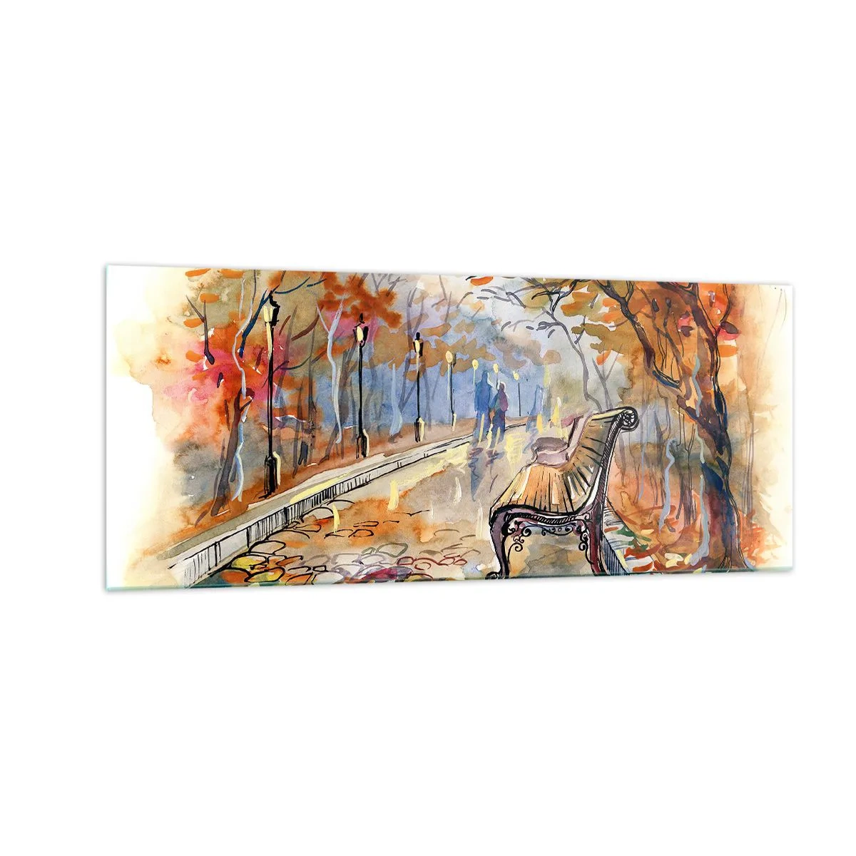 Obraz na skle - Společně putovat podzimem - 100x40 cm