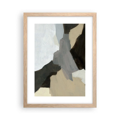 Plakát v rámu světlý dub - Abstrakce: křižovatka šedi - 30x40 cm