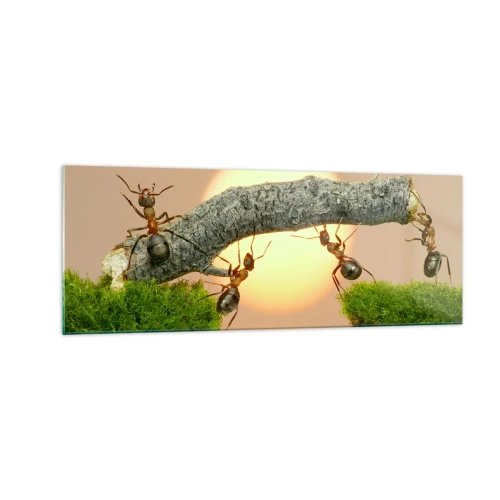 Obraz na skle - Radostná, společná práce - 140x50 cm