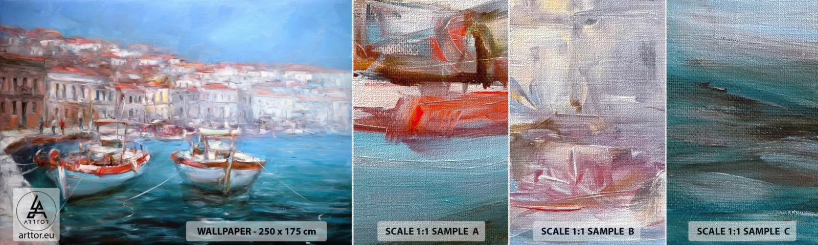 Vzor Fototapety Premium Canvas - Italský záliv - Přístavní město, Architektura, Řecko - 100x30 cm