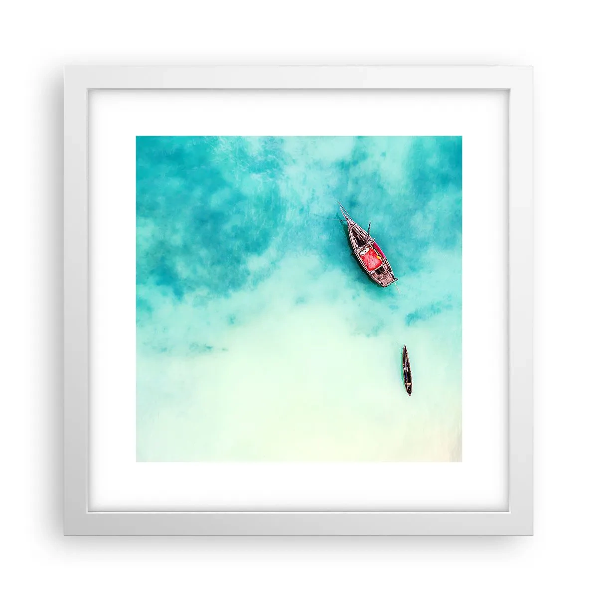 Plakát v bílém rámu - Protože na plážích Zanzibaru, když je přebytek vody… - 30x30 cm