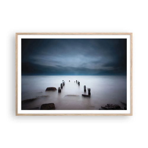 Plakát v rámu světlý dub - Zamyšlené jezero - 100x70 cm