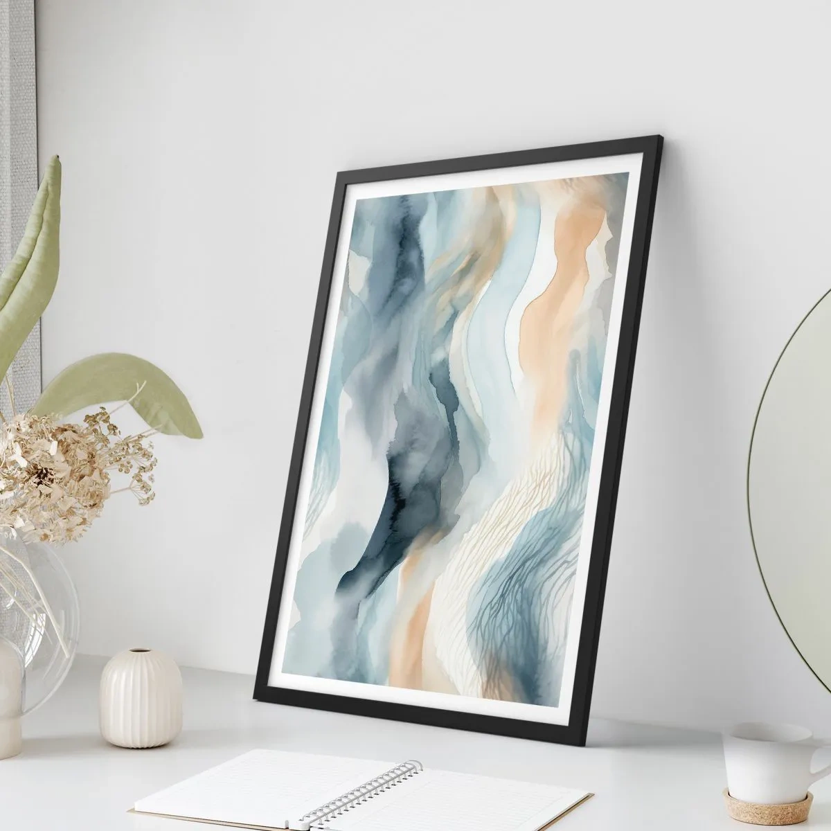 Plakát v černém rámu - Abstrakce sněhu a mlhy - 61x91 cm