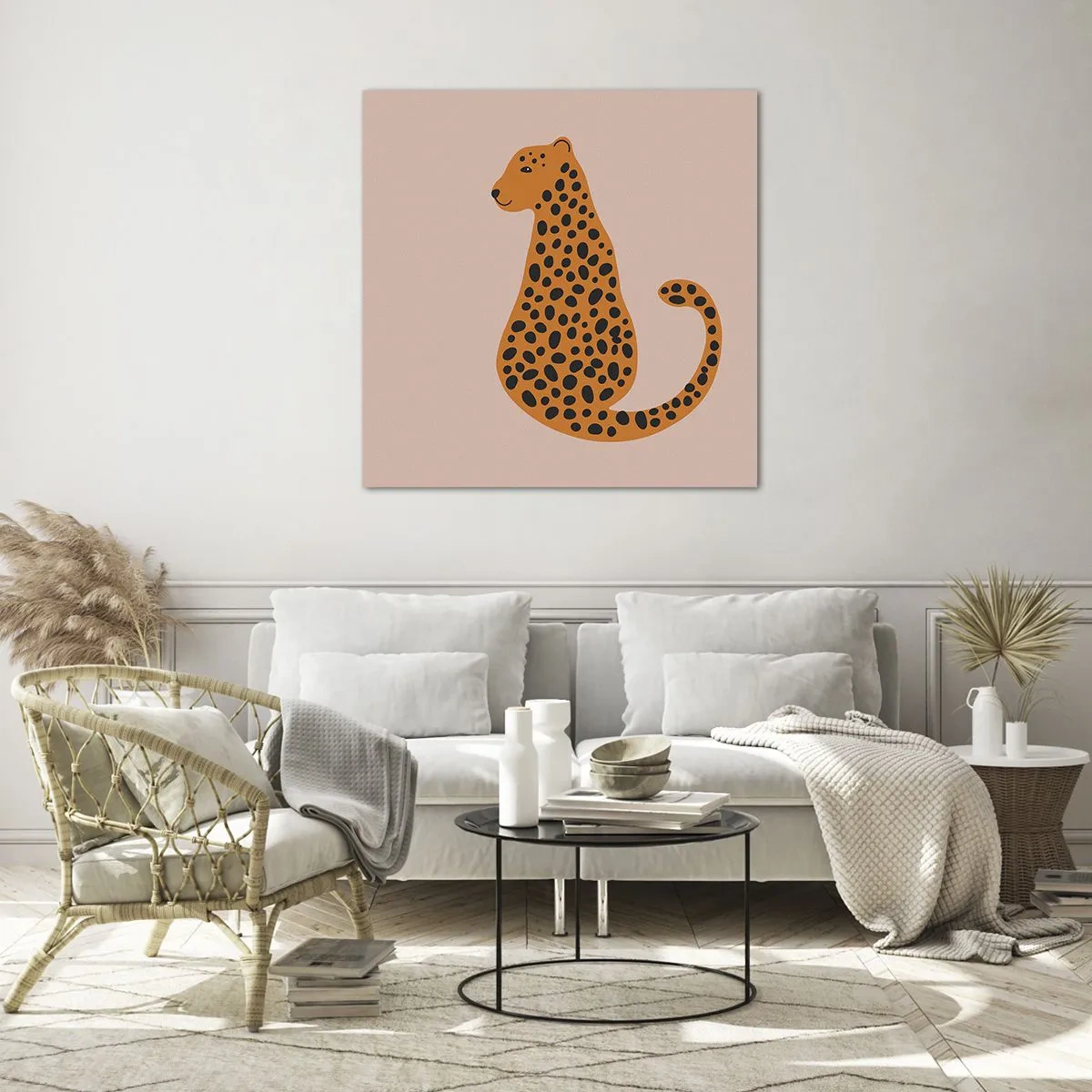 Obraz na skle - Leopardní vzor je v módě - 60x60 cm