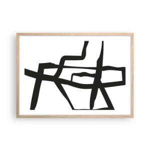 Plakát v rámu světlý dub - Černobílá konstrukce - 70x50 cm