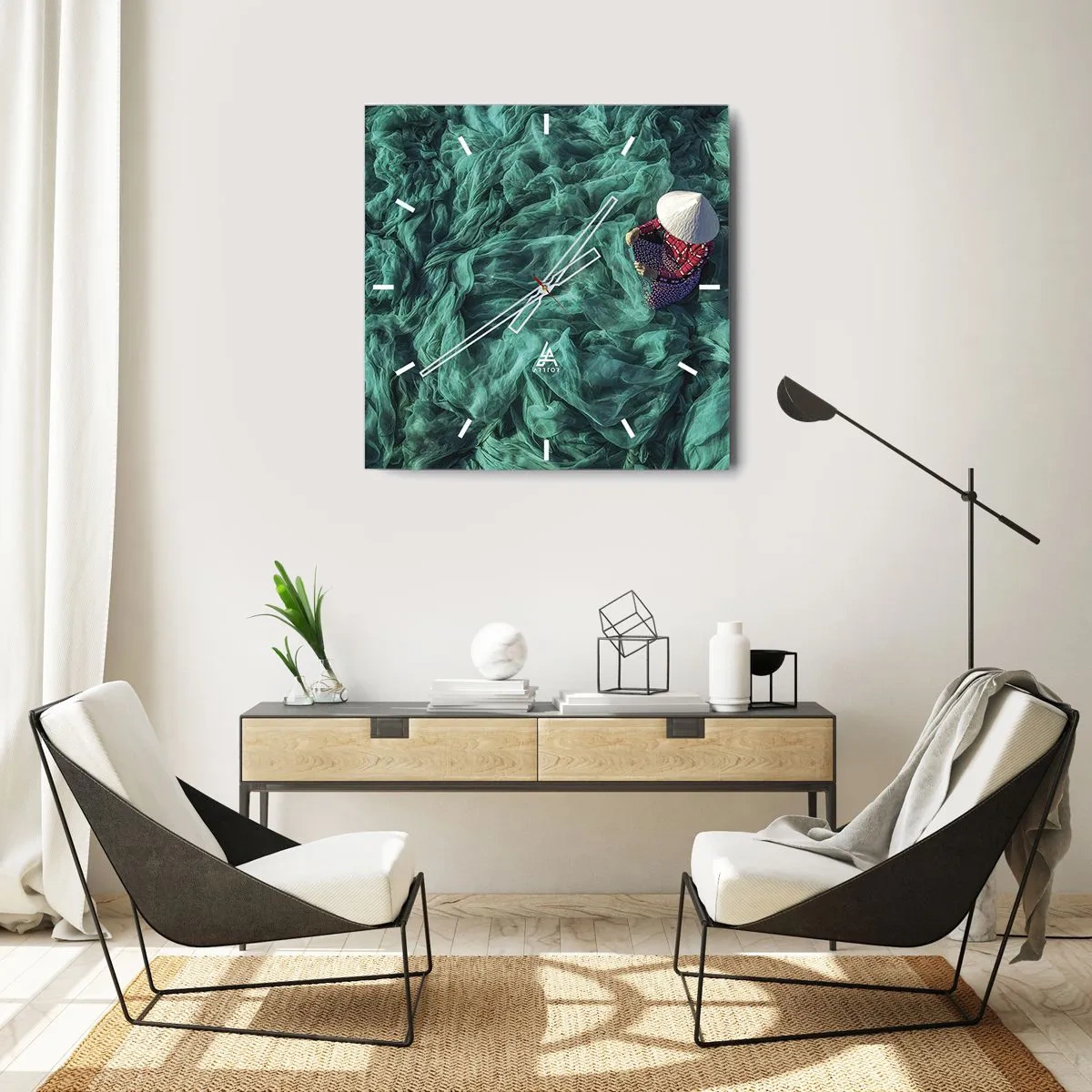 Nástěnné hodiny - V moři sítí - 40x40 cm