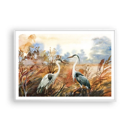 Plakát v bílém rámu - Kam na podzim? - 100x70 cm