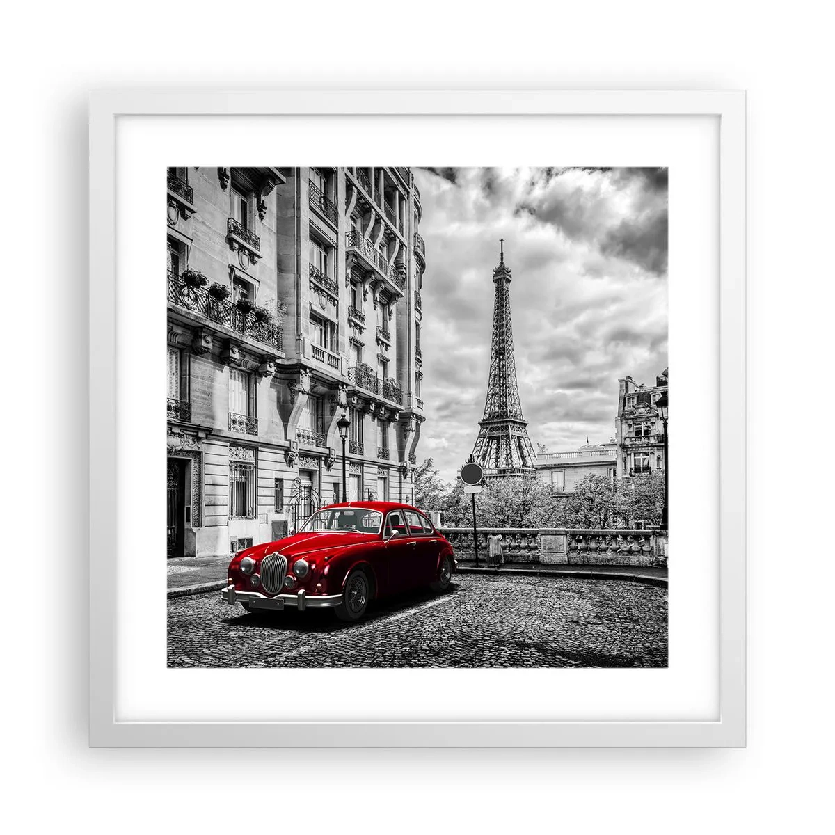 Plakát v bílém rámu - Dravec ve městě - 40x40 cm