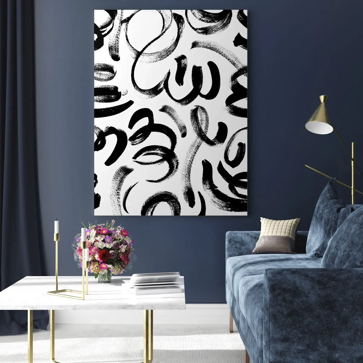 Obraz na skle - Černé na bílém - 80x120 cm