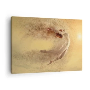 Obraz na plátně - Postava v dynamickém pohybu s efektem rozpadu - 70x50cm - V tanečním vytržení - Moderní nástěnná dekorace do obývacího pokoje a ložnice ARTTOR