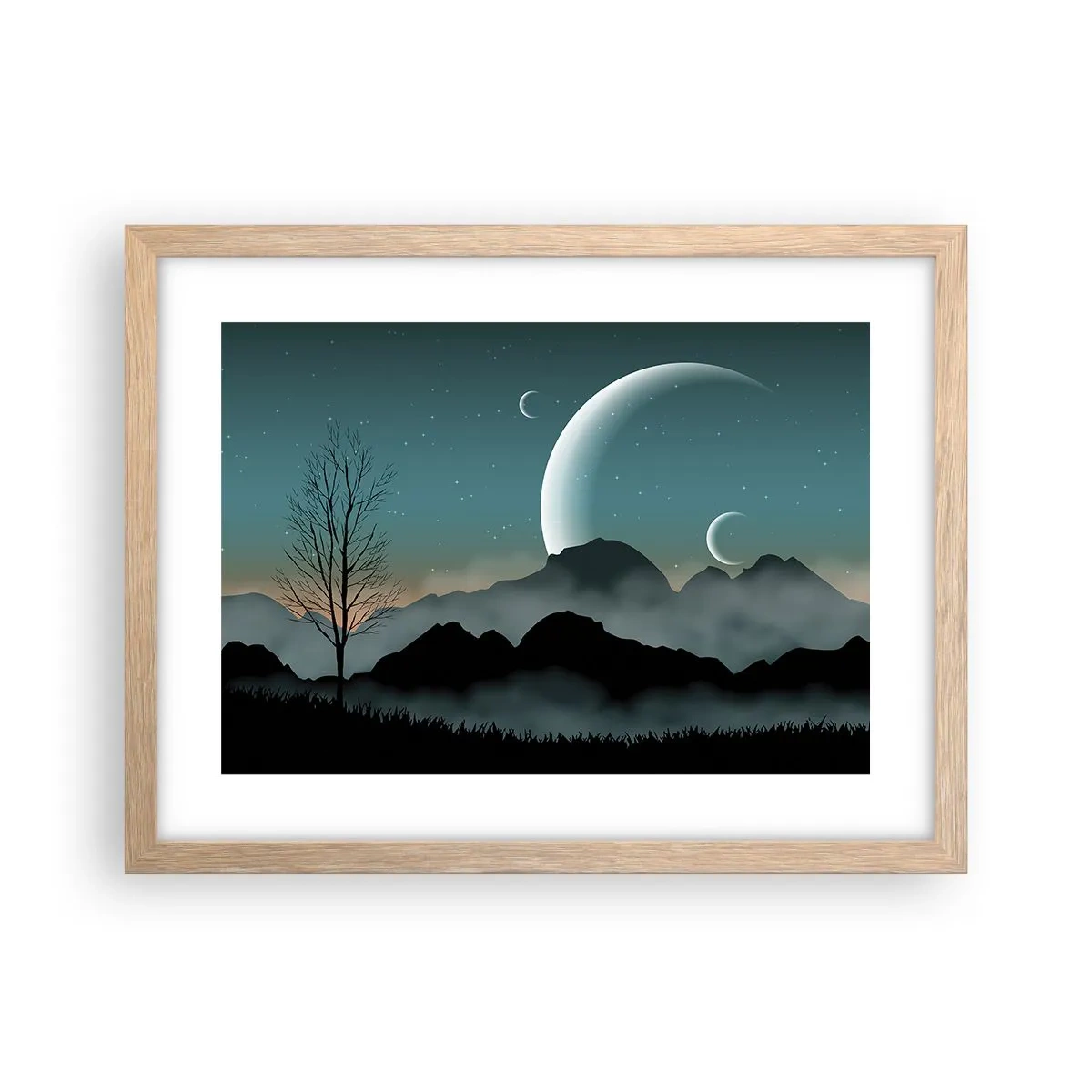 Plakát v rámu světlý dub - Karneval hvězdné noci - 40x30 cm