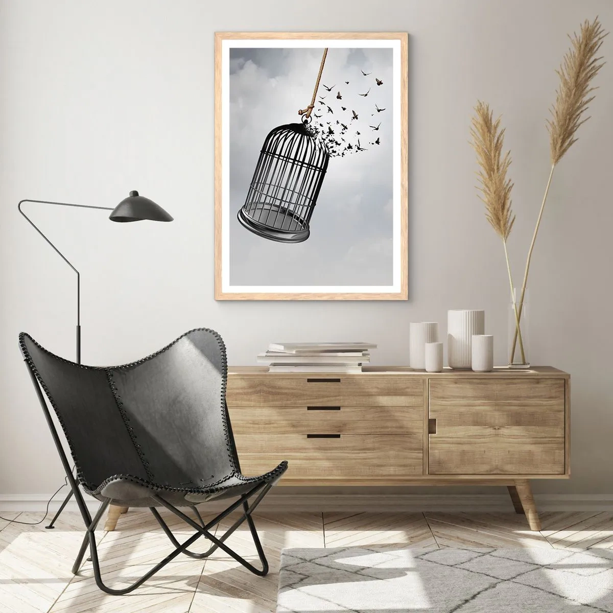 Plakát v rámu světlý dub - Víra… naděje… svoboda! - 40x50 cm