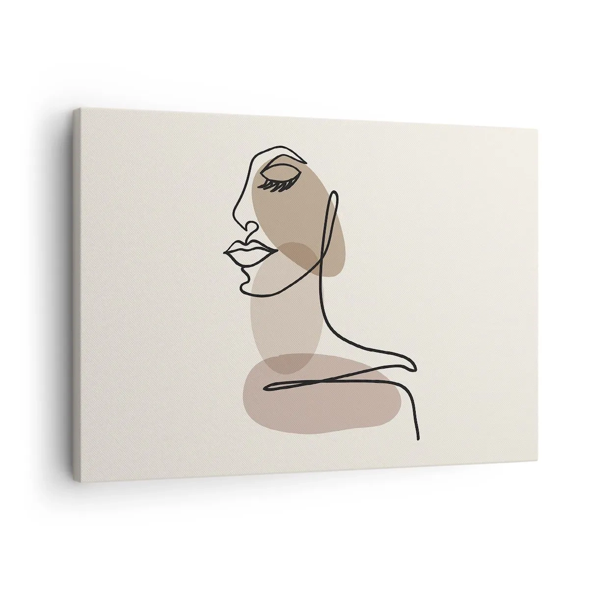 Obraz na plátně - Ženský profil v minimalistickém stylu liniové grafiky - 70x50cm - Určitá linie krásy - Moderní nástěnná dekorace do obývacího pokoje a ložnice ARTTOR