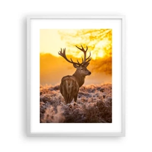 Plakát v bílém rámu - Král podzimního lesa - 40x50 cm