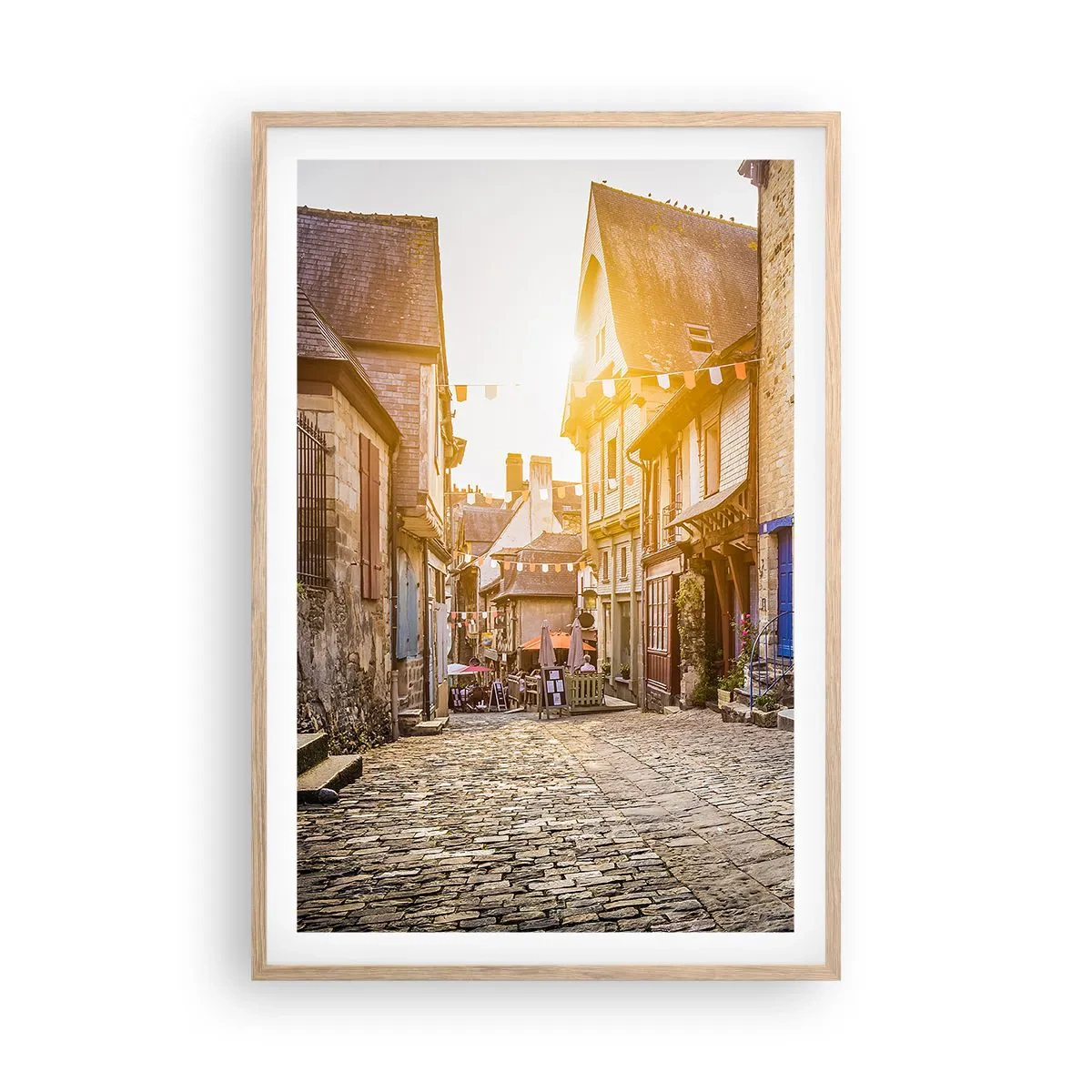 Plakát v rámu světlý dub - Bílý duch městečka - 61x91 cm