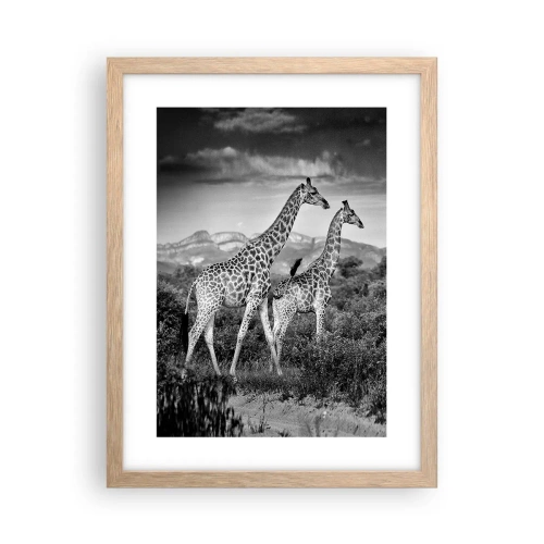 Plakát v rámu světlý dub - Vyšší kruhy v Africe - 30x40 cm