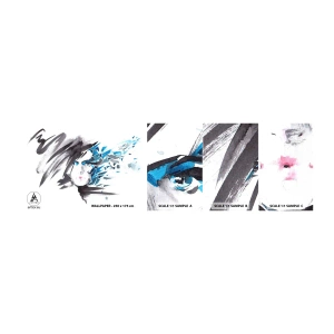 Vzor Fototapety Samolepicí Deluxe Sticker - Smyslný portrét v šedé a modré - Žena, ženská tvář, Abstrakce - 100x30 cm