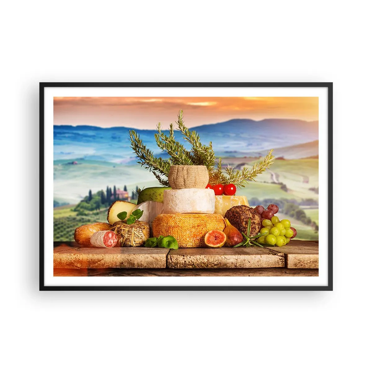 Plakát v černém rámu - Italská radost ze života - 100x70 cm