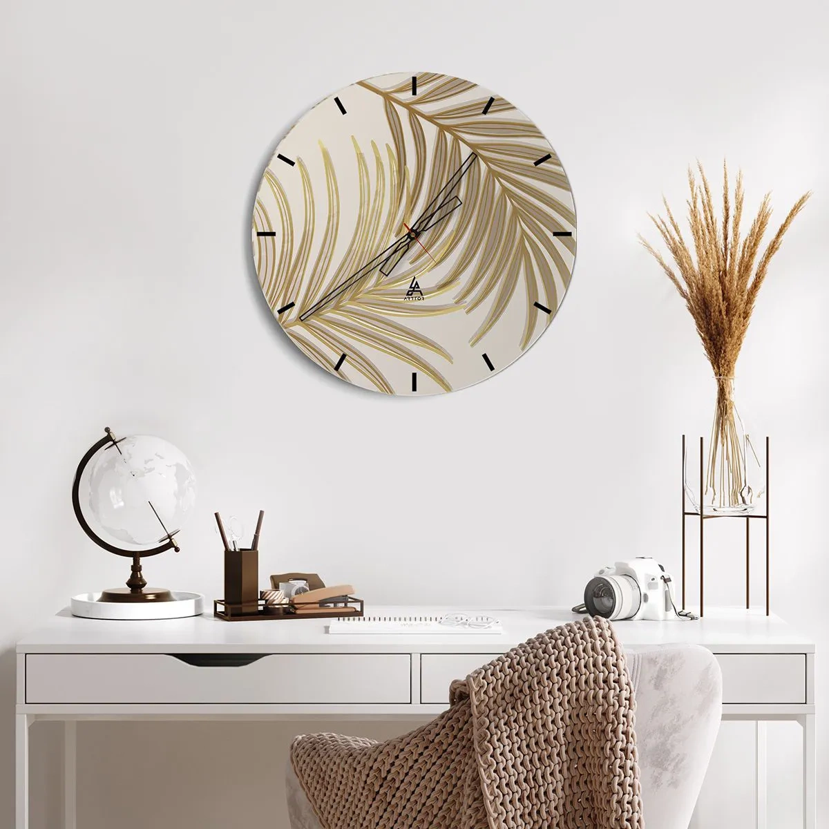 Nástěnné hodiny - Zlatá palma! - 40x40 cm
