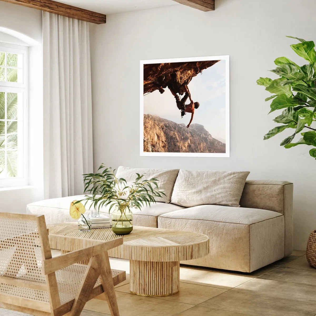 Plakát - Svět smrsknutý v ruce na sesuvu balvanu - 60x60 cm