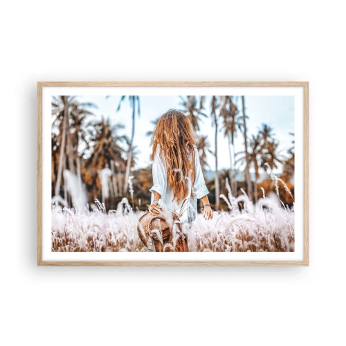 Plakát v rámu světlý dub - Zrozená z travní chmýří - 91x61 cm