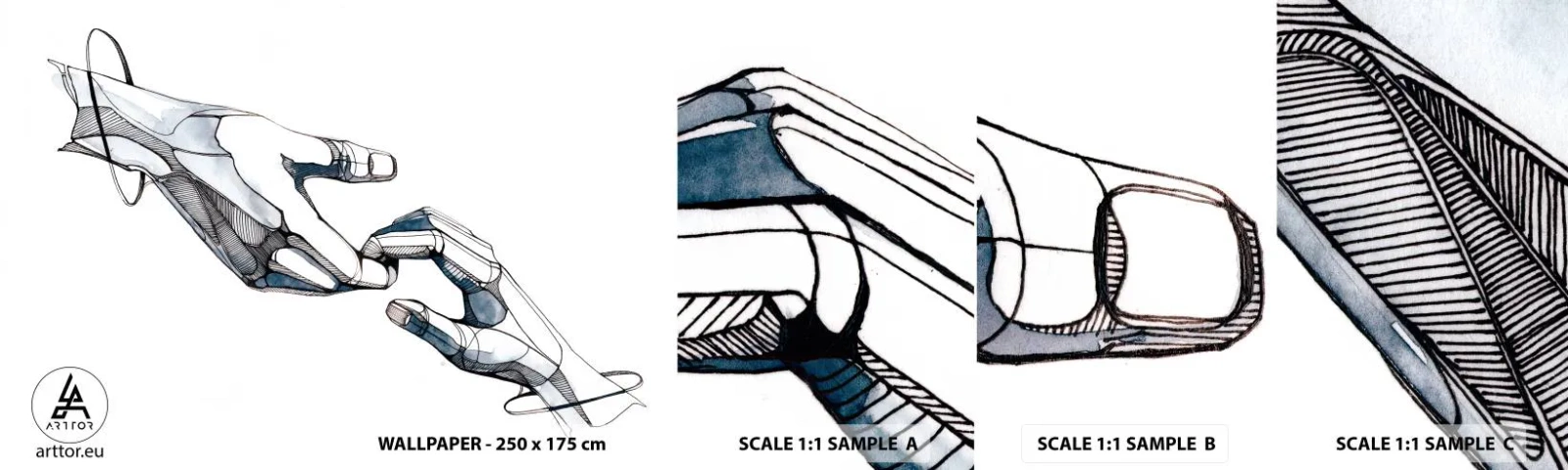 Vzor Fototapety Samolepicí Deluxe Sticker - Dobré gesto - Abstrakce, Ruce, Grafika - 100x30 cm