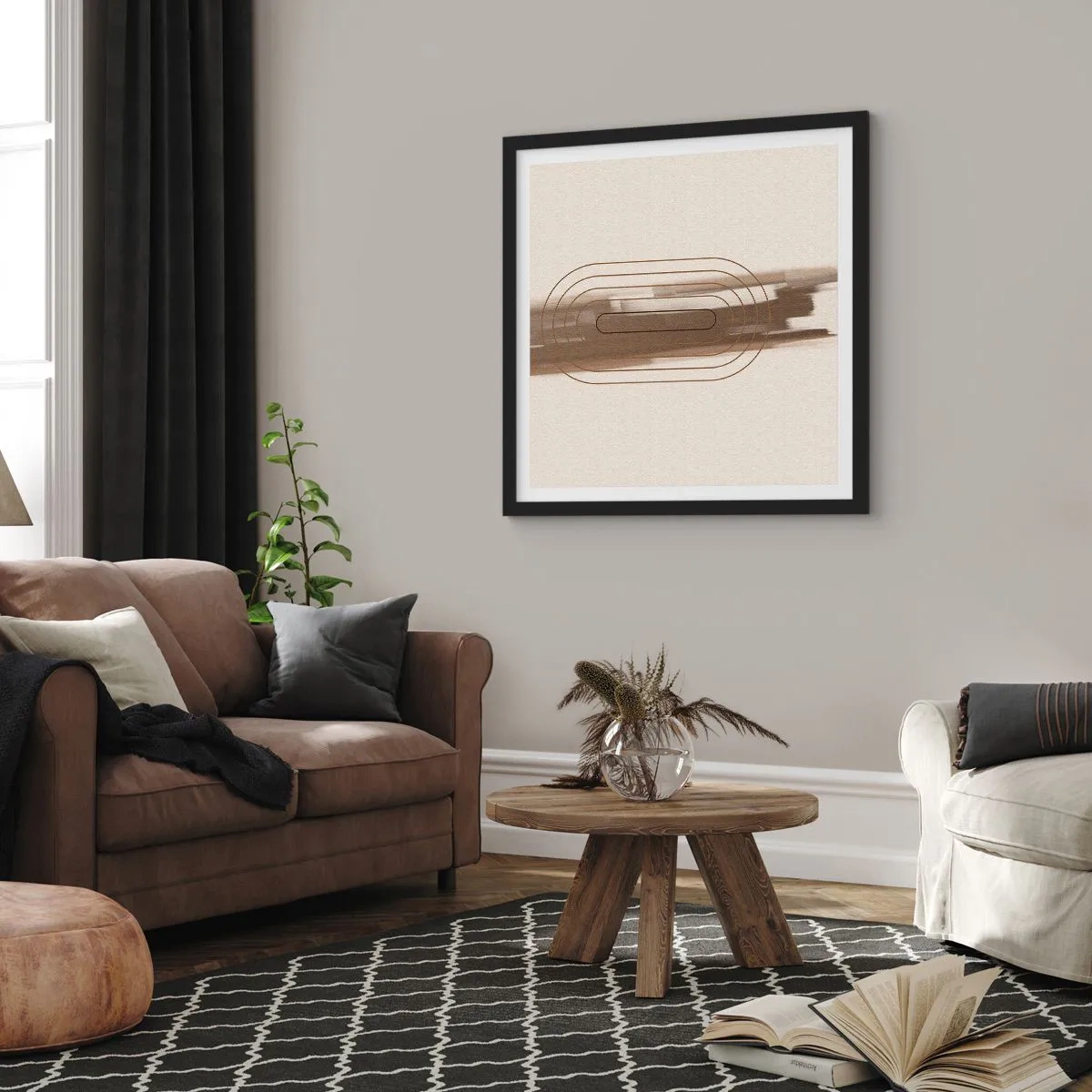 Plakát v černém rámu - Závan šedi - 60x60 cm