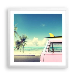 Plakát v bílém rámu - Prázdniny, je čas začít - 50x50 cm