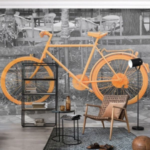 Fototapeta Premium Canvas - Jdi, já tu počkám - Vintage kolo, Město, Cestování - 250x175 cm