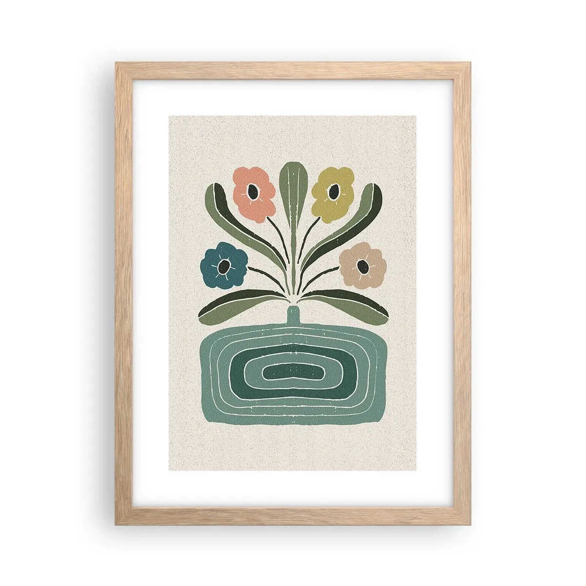 Plakát v rámu světlý dub - Symetrická kytice - 30x40 cm