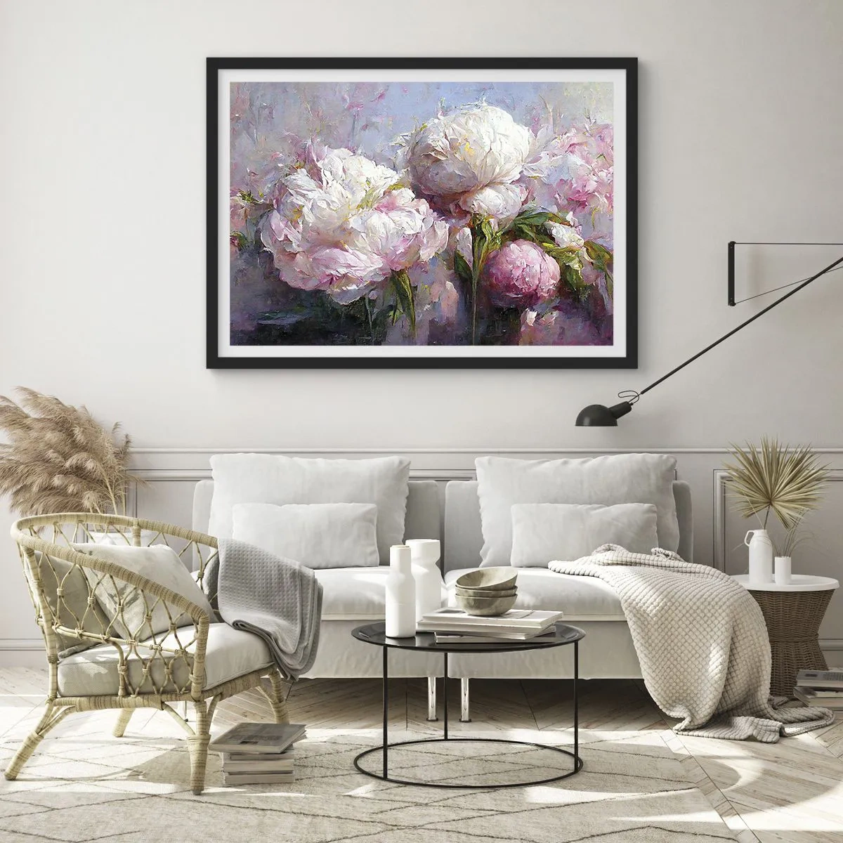 Plakát v černém rámu - Kytice překypující životem - 70x50 cm