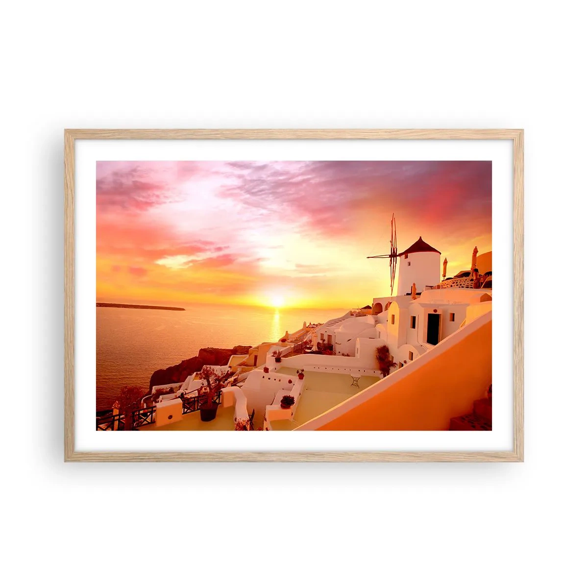 Plakát v rámu světlý dub - Rozplynout se v bílé a zlaté - 70x50 cm