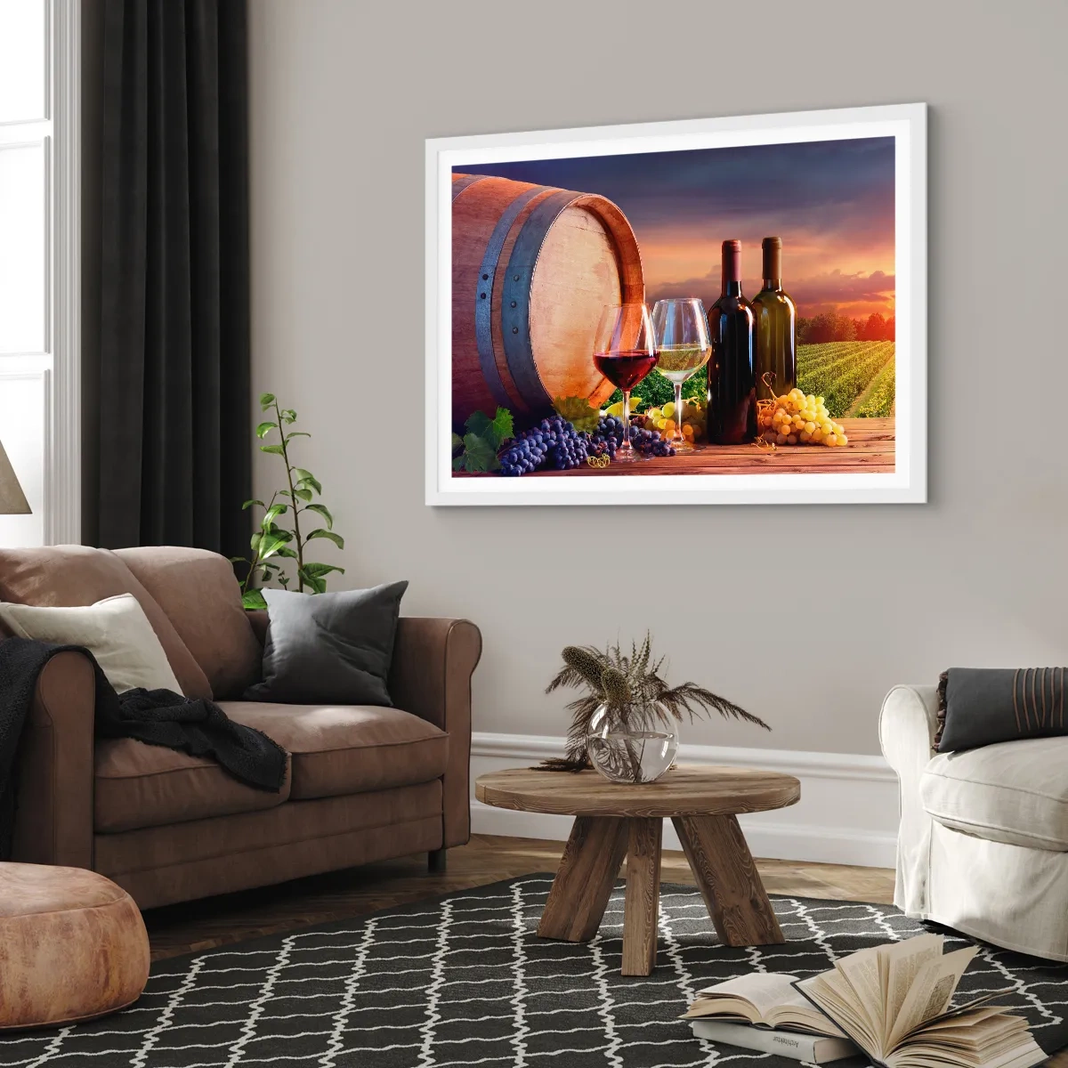 Plakát v bílém rámu - Tady má život chuť - 50x40 cm